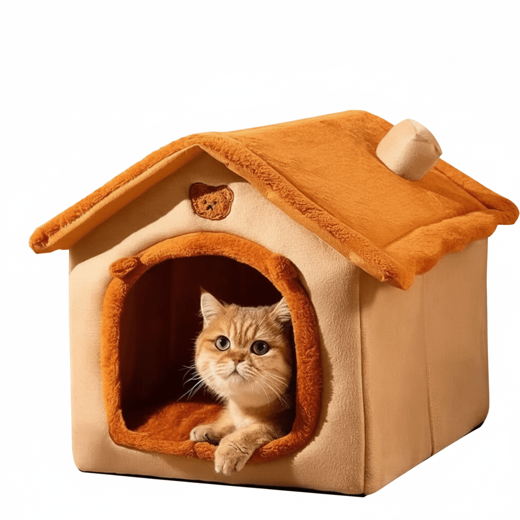 Hausförmiges Bett für Hunde und Katzen – Detail des Eingangs